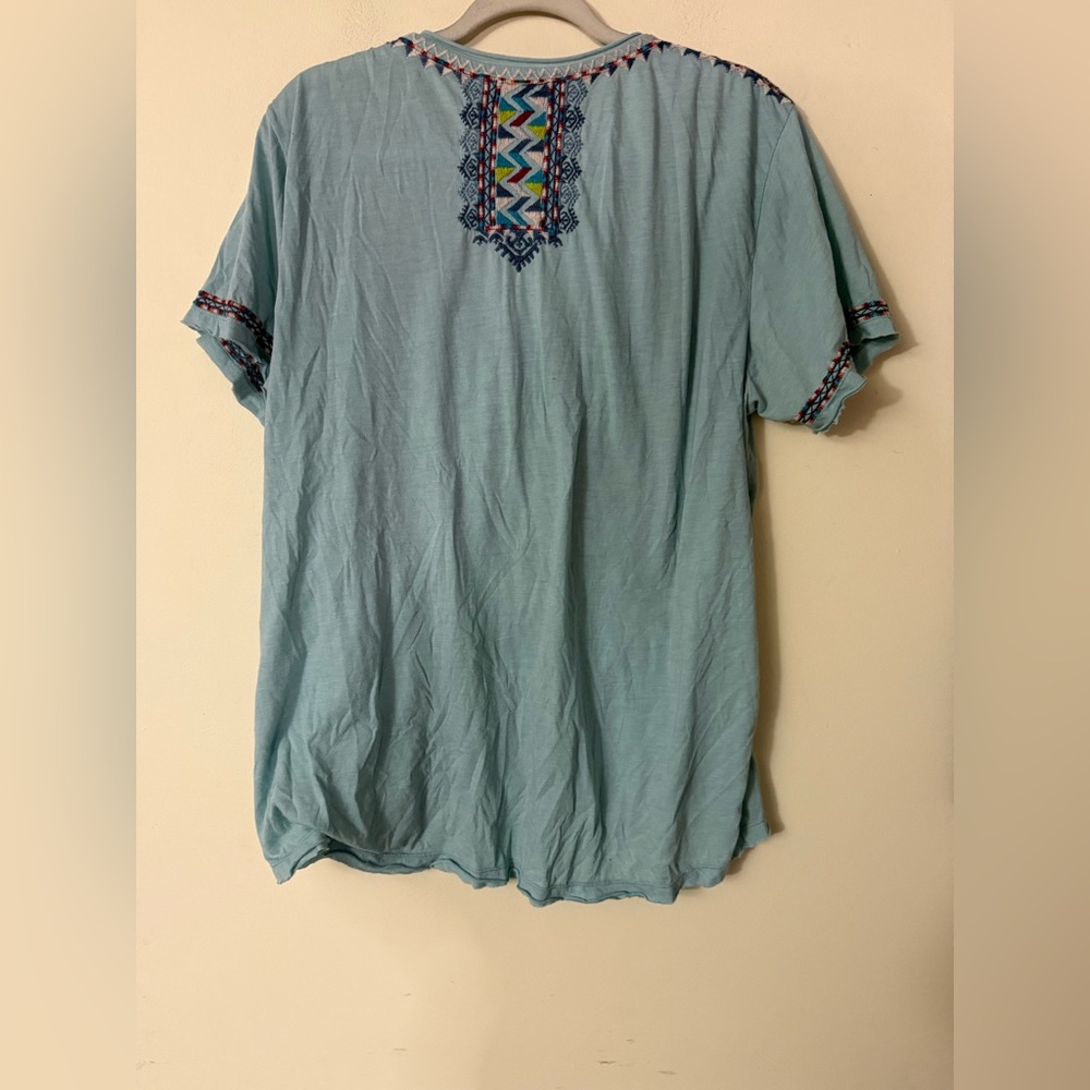 Johnny Was Amaris Everyday Embroidered Short-Sleeve Tee, Light Blue, size XL - Picture 7 of 12